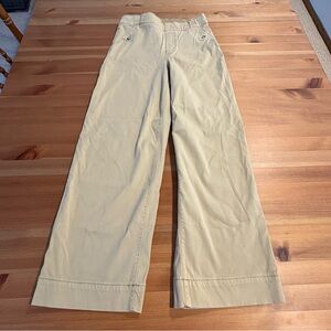 Spanx Womens Pants Stretch Twill Cropped Wide Leg Pull On Size XS Tan/Pink 27x27